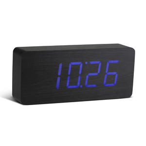 Gingko - Click Clock Slab, black / LED blue