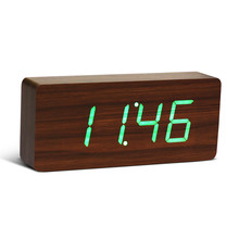 Gingko - Click Clock Slab, walnut / LED green